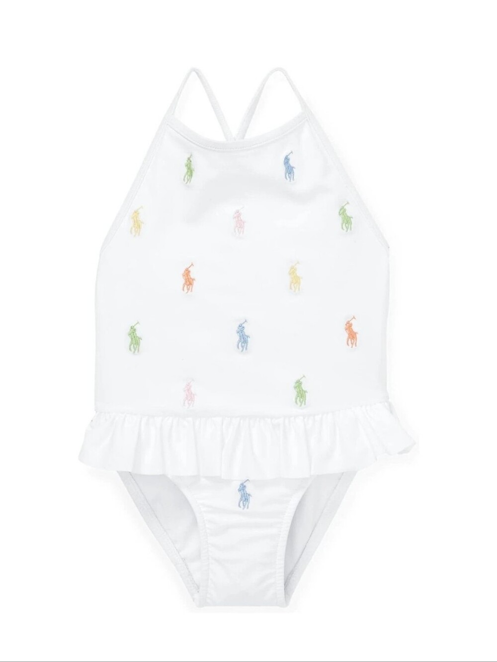 Polo Ralph Lauren NWT White One-Piece Girls Swimsuit with Multicolor Pony Logo. - Picture 14 of 16